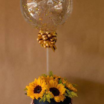 Box Girassois de Luxo com Balao Personalizado