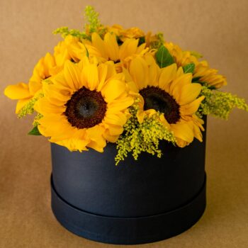 Box Girassois de Luxo com Balao Personalizado | Floricultura Recanto das Flores