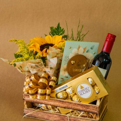 Box com Girassol, Vinho e Ferrero Rocher(4)